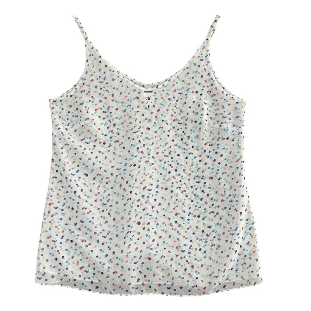 CABI White Multicolor‎ Polka Dot Tank Top Size M